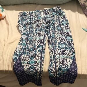 Apana Crop Leggings Purple Blue Floral Print